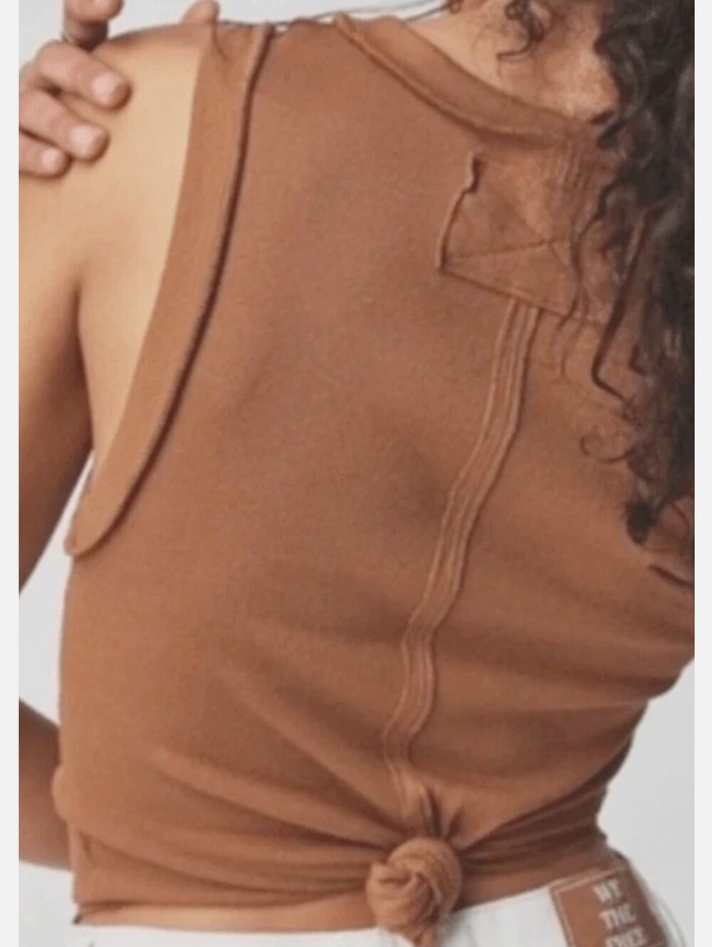WE THE FREE Kate Tank in Almond Ash Brown Tan Small Ribbed LIKE NEW - Picture 2 of 8